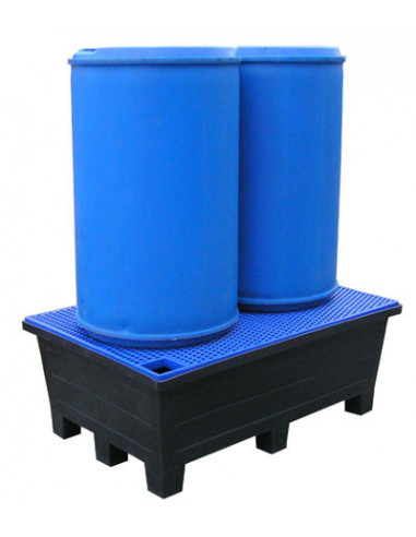 Bac de rétention à pieds 240 litres plastique avec caillebotis polyéthylène