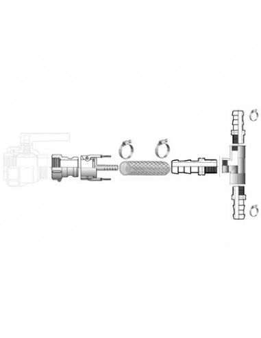 IBC's camlock 2" (S60X6) dispensing kit + tee coupler with straight coupler Ø25 + pipe