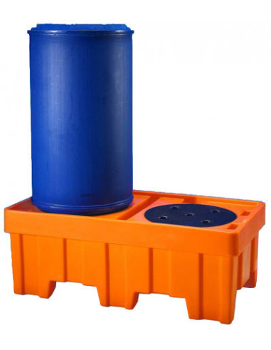 220 L retention tank (HDPE)  - plastic duckboard - for 2 drums