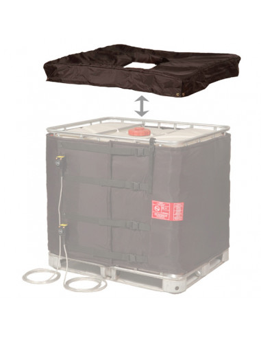 Insulated lid for IBC heating jacket
