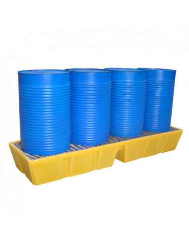 Bac de rétention (longitudinal) 450 litres plastique avec caillebotis acier galvanisé