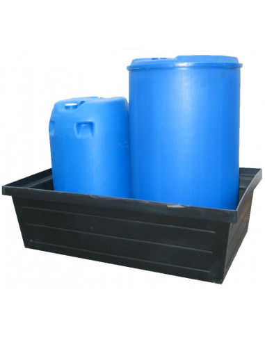 Bac de rétention à fond plat 240 litres plastique sans caillebotis ( 2 fûts)