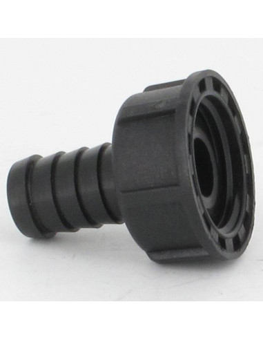 Hose tail coupler - straight - Female 3/4" BSP - hose tail Ø15 mm with flat seat + screw nut + gasket