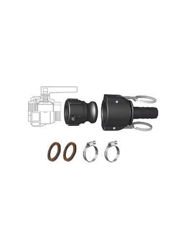 Pack Vidange Cuve IBC à cames 2" BSP - Embout Annelé Ø 38