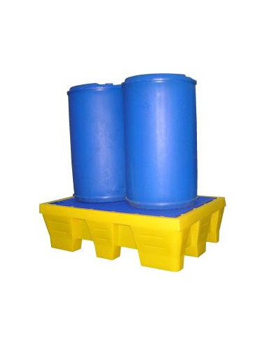Bac de rétention (longitudinal) 240 litres plastique avec caillebotis acier galvanisé
