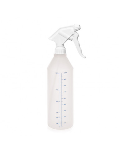 Trigger sprayer 2.2 ml NBR white/white (Ø28/400) + bottle 630 ml natural + printed graduated scale