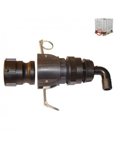 IBC‘s (S60X6) long dispensing kit + elbow hose coupler Ø 40 + EPDM gasket