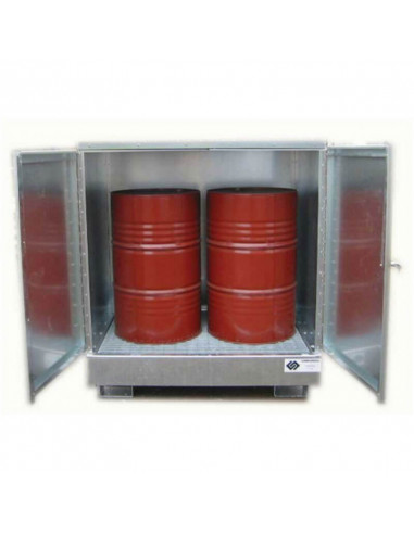 Armoire de rétention en acier galvanisé avec caillebotis galva - 440 L