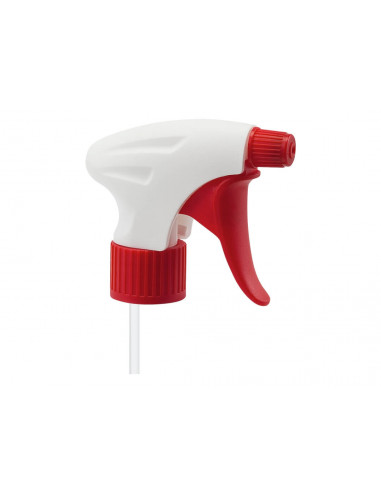 Vela Trigger sprayer 1.3 ml - white/red - PE - tube 25 cm - thread 28mm/410