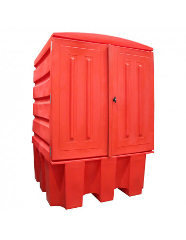 Retention closet (HDPE) for IBC tank - plastic duckboard - Red