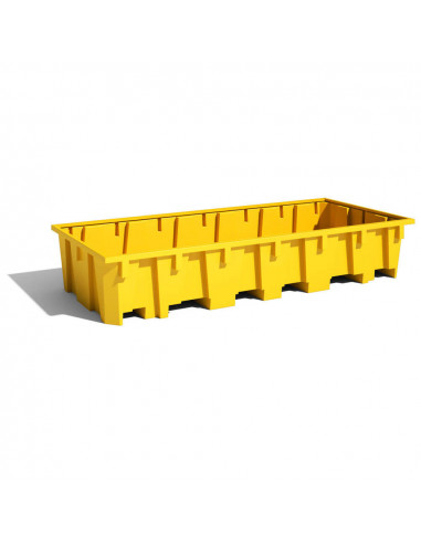 Bac de rayonnage PE 3280x1300x575 Jaune + Sans Caillebotis - 1650L