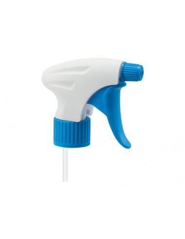 Vela Trigger sprayer 1.3 ml - white/blue - PE - tube 25 cm - thread 28mm/410