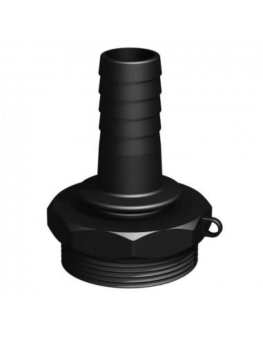 Adaptateur PP noir - M 2" pas gaz - embout annelé 1" Ø25 mm