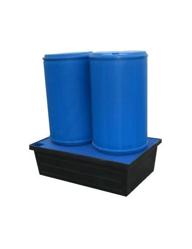 Bac de rétention à fond plat 240 litres plastique avec caillebotis polyéthylène