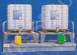 Bac de rétention 1000 L - acier galvanisé - Bi conteneurs + 2 réhausses